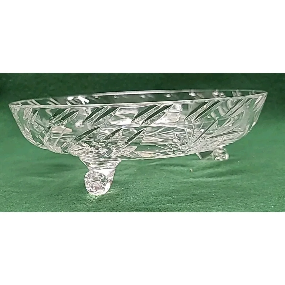 Midcentury Clear Cut Crystal 3-Toed 8